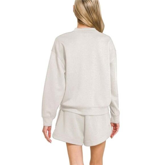 Zenana Scuba Long Sleeve Sweatshirt and Shorts Set - Picture 2 of 3